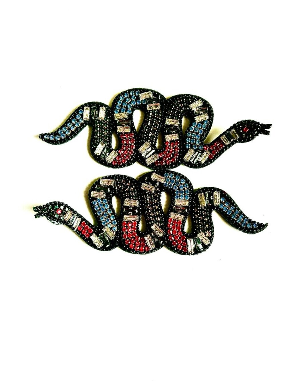 KINGSNAKE BLING Rhinestone Encrusted Statement Earrings Dangle Post 4.5"L NWT - Picture 2 of 6